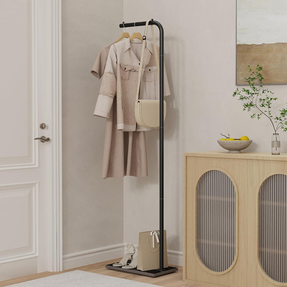 Metal Coat Rack Freestanding, Stable Clothing Rack with Rock Base, Coat Tree ...