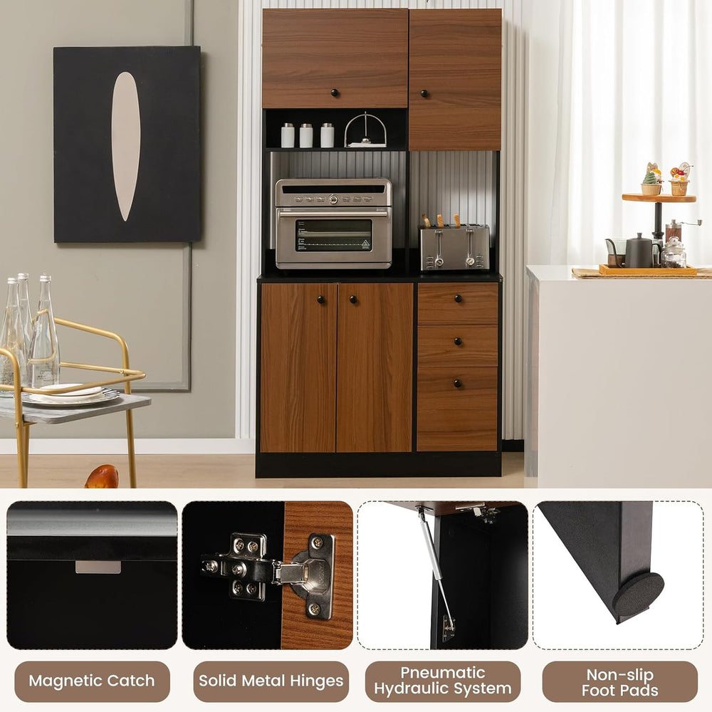 PETSITE Kitchen Buffet Hutch Storage Cabinet, 71" Freestanding Pantry wi...