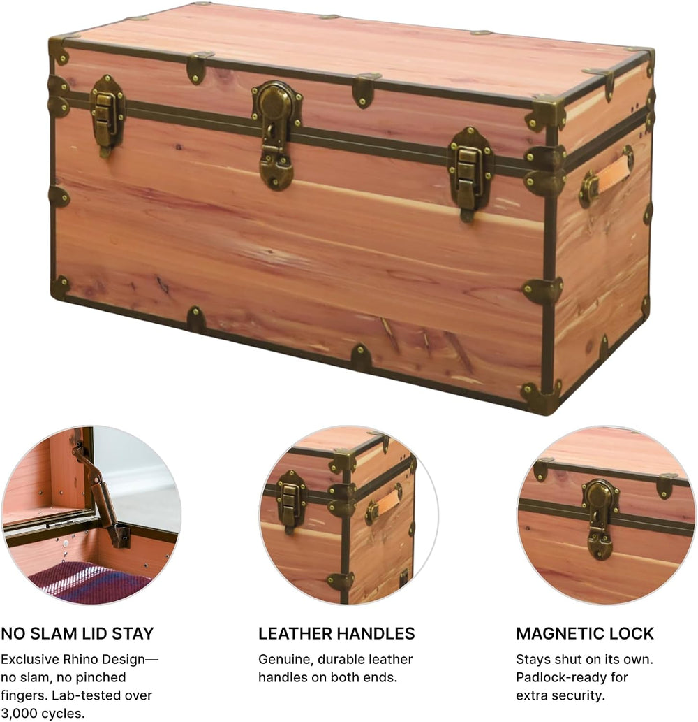 Rhino Knotty Cedar XXL Coffee Table, Storage Trunk Chest with Antique Brass |...