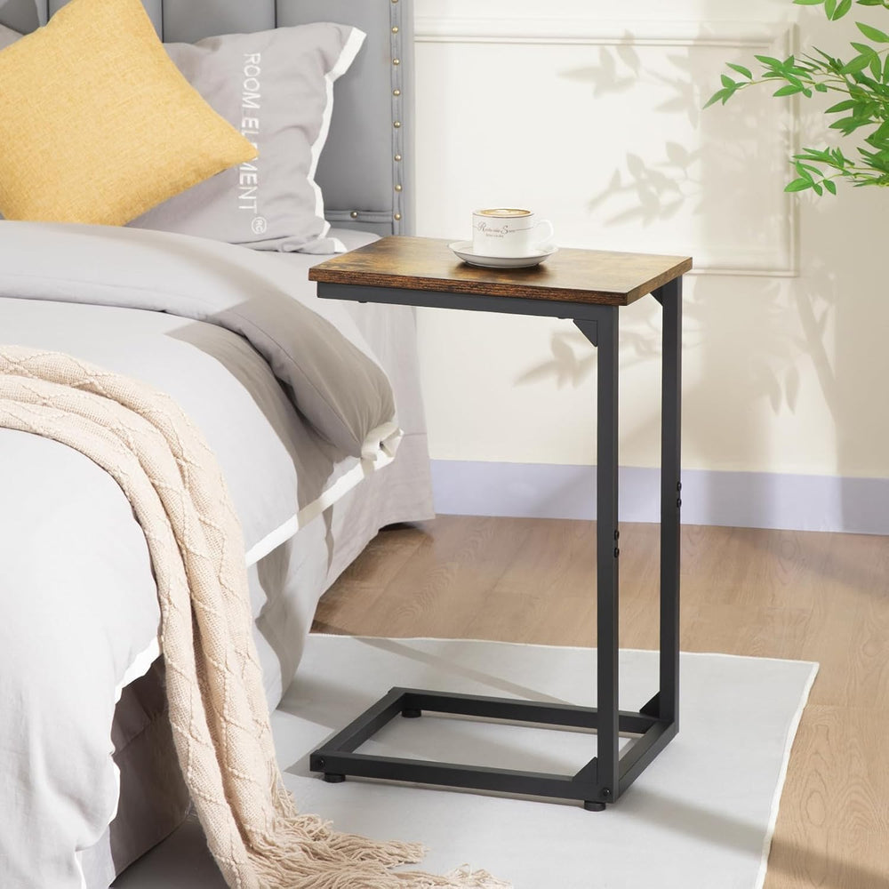 AMHANCIBLE C Shaped End Table Set of 2, Couch Side Table that Slide Under Sof...