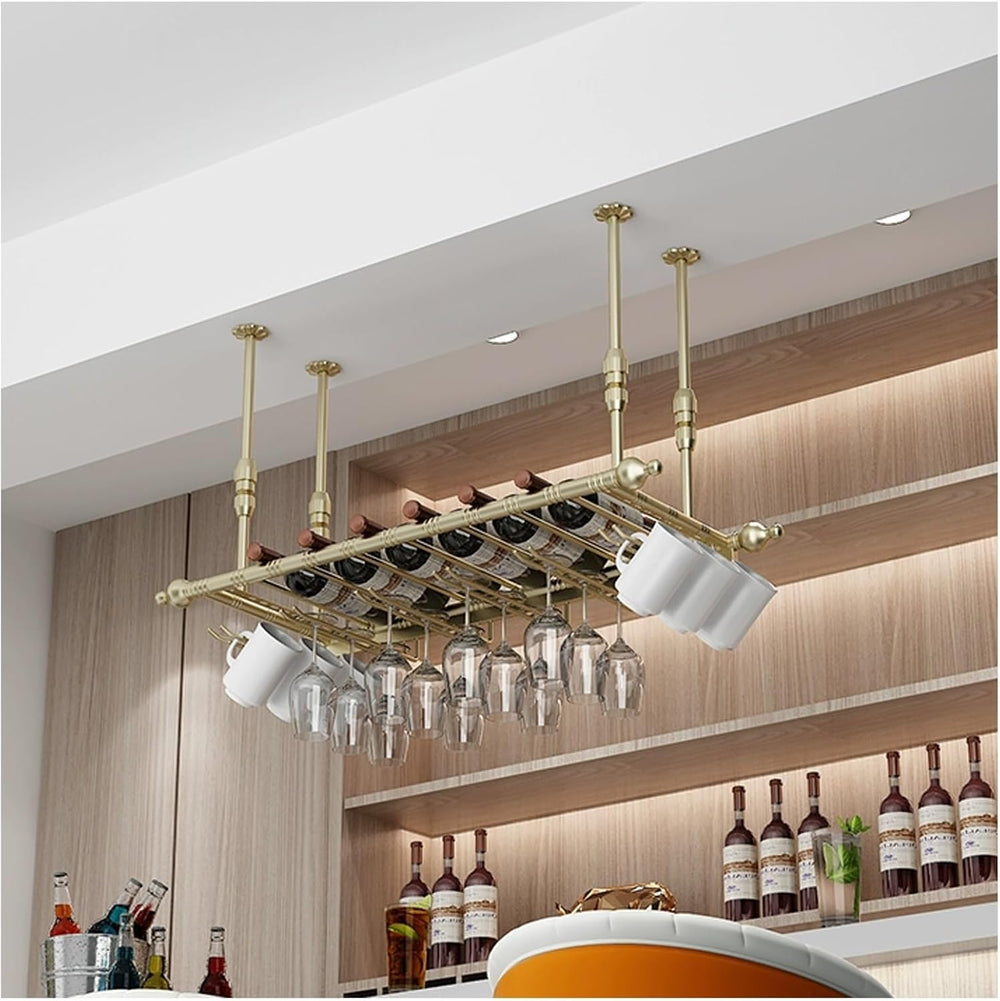 Suspended Ceiling Wine Rack,Hanging Wine Glass Holder 80x30cm,Gold | Industri...