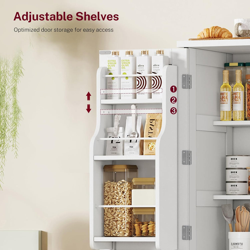 TEENFON 51" H Pantry Cabinet with 4 Doors, Kitchen Cabinet with 6 Door S...