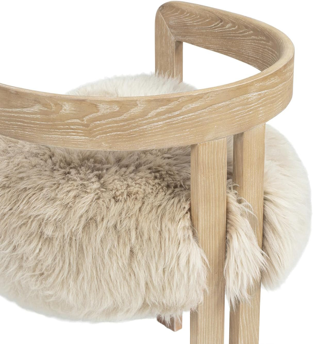 Jennifer Taylor Home Millwick 21" Low Back Genuine Fur Dining Chair, Nat...