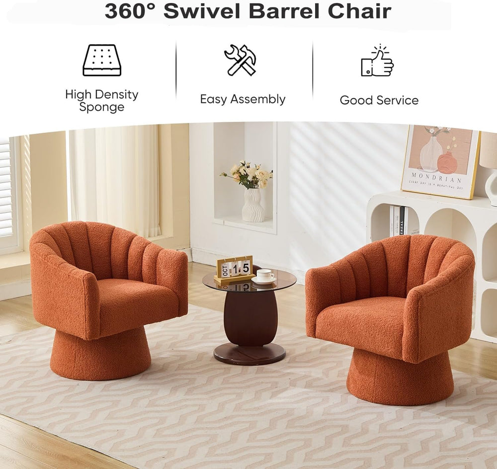 Senyar Swivel Accent Chair, Modern Teddy Barrel Chair for Living Room | Cozy ...