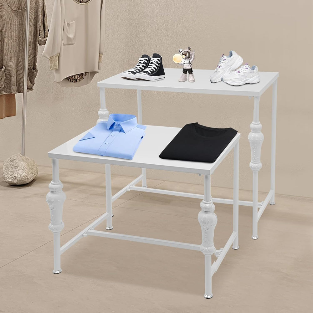 Metal Shoe Handbag Display Stand, Set of 2 Industrial Retail Display Tables N...