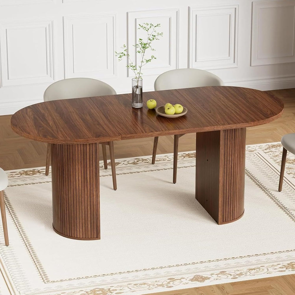 HOMMPA 70.8" Oval Dining Table for 4 6 Person Kitchen Table with Semi-Cy...