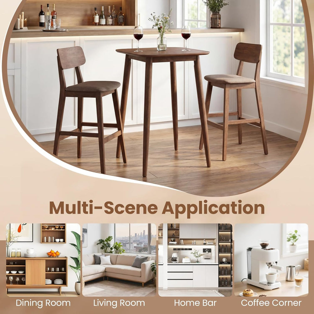 COSTWAY 36 Inch Counter Height Dining Table, Solid Rubber Wood Farmhouse Kitc...