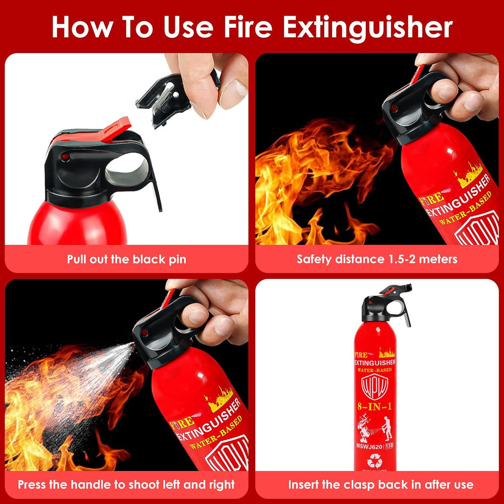 Portable 8-in-1 Water Based Fire Extinguisher for Home Car 2 Pack 21oz Each