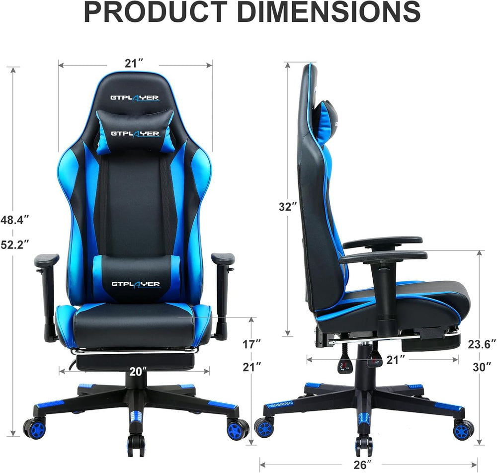 GTPLAYER Gaming Chair with Footrest, Ergonomic Computer Game Desk Chair, Recl...