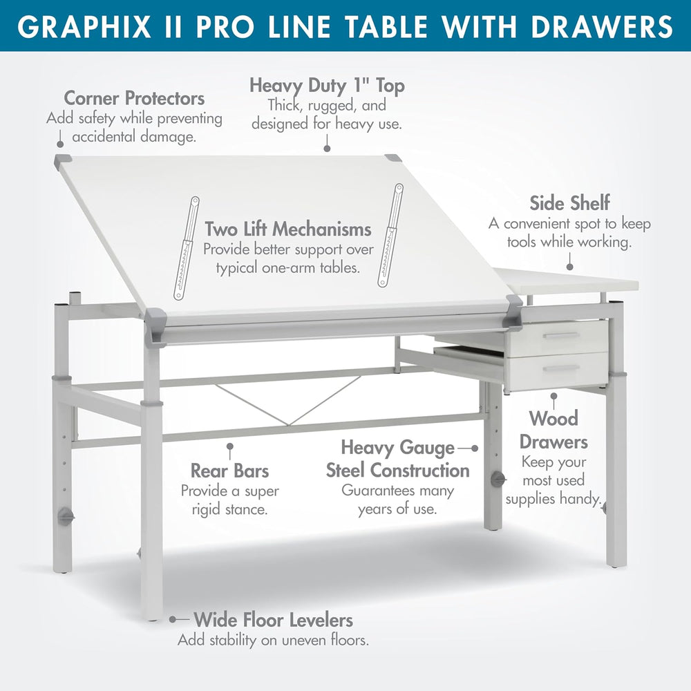 Studio Designs Graphix II Pro Line Split Top Height Adjustable Drafting, Draw...