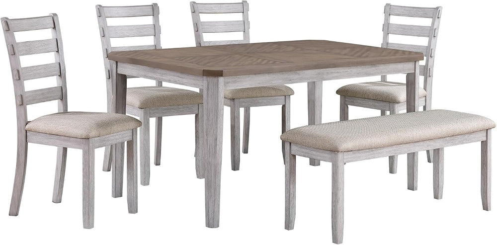 DUHOME 45 Inch Dining Bench, Linen Kitchen Distressed Wood Ottoman Seat | Sof...