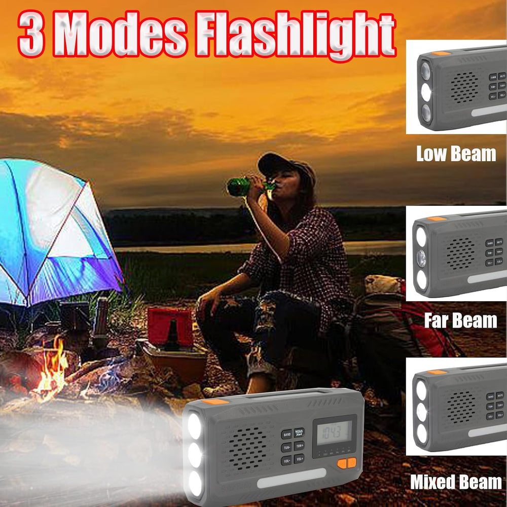 Emergency Hand Crank Radio, 7400mWh Solar Weather Radio with AM/FM/NOAA, Batt...