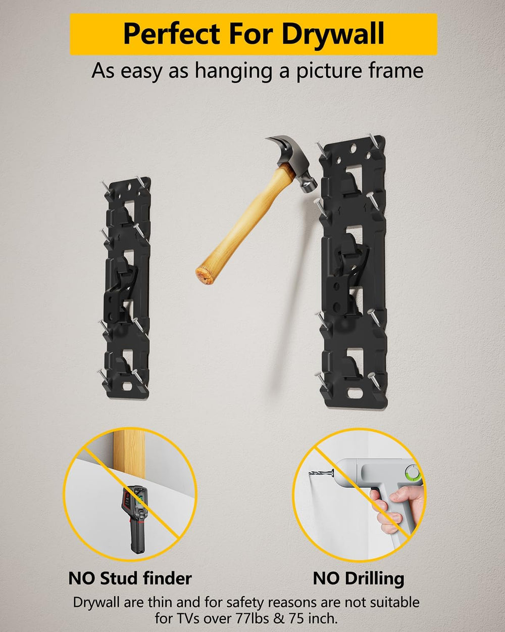 FORGING MOUNT No Stud TV Wall Mount for 26-100" TVs, Holds 176LBS | Low ...