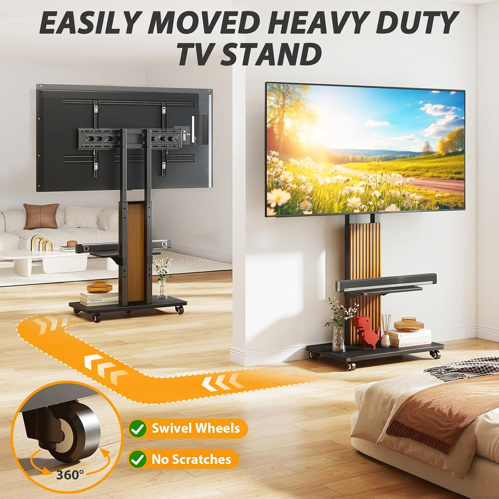 TVON Heavy Duty Rolling TV Stand for 55-100 inch Large Screens | Supports up ...