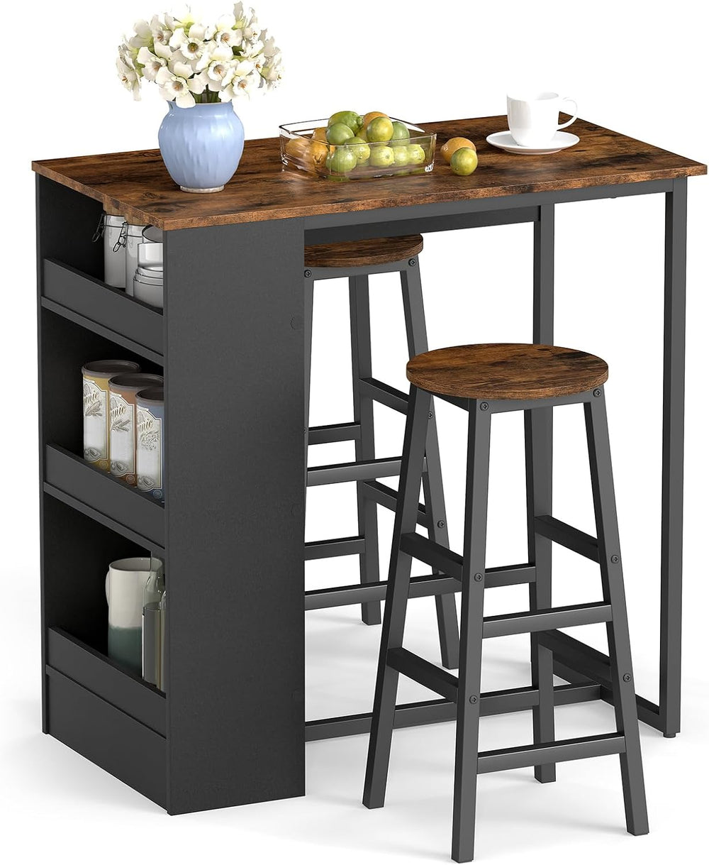 COSTWAY 3-Piece Bar Table Set, 36" Counter Height Breakfast Table with 3...
