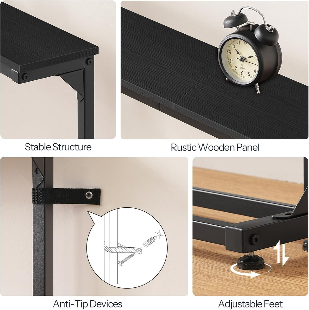 HOOBRO Narrow Console Table with Charging Station, Adjustable Height Sofa Tab...