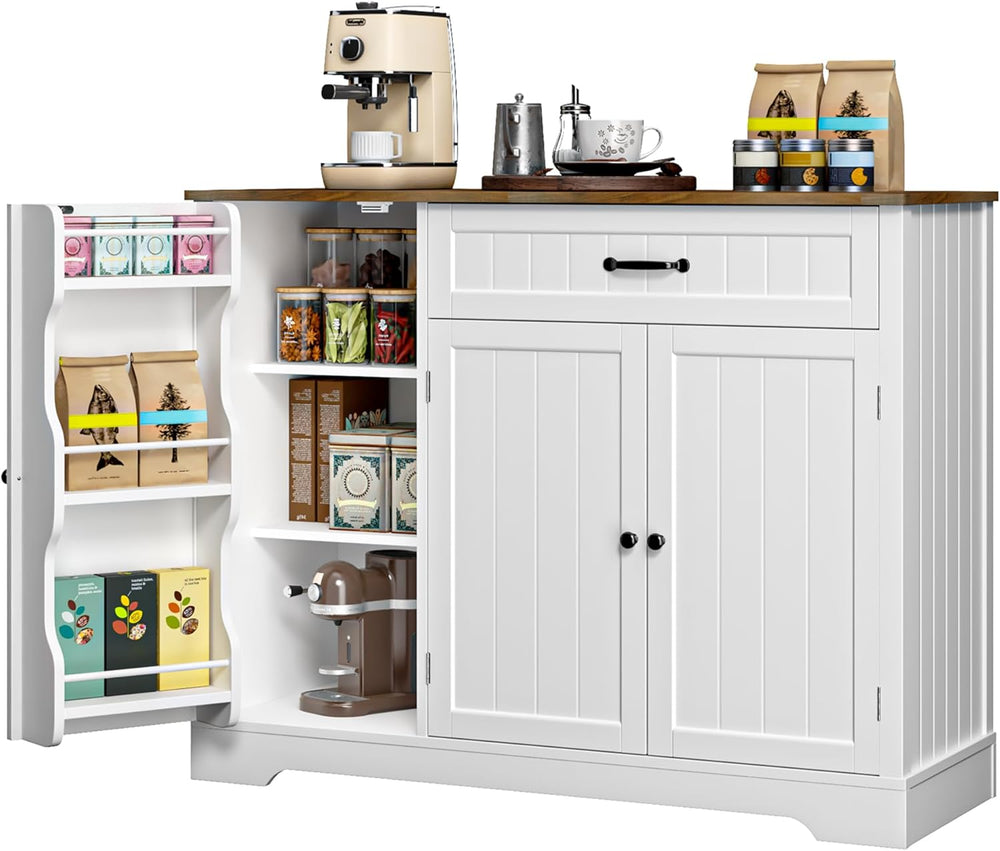 Kitchen Coffee Bar Cabinet with Storage, Sideboard Buffet with Drawers, Shelv...