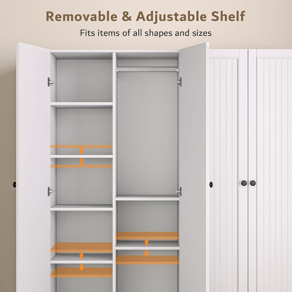 iPormis 4 Doors Armoire Wardrobe Closet with 2 Drawers, 63" Large Wardro...
