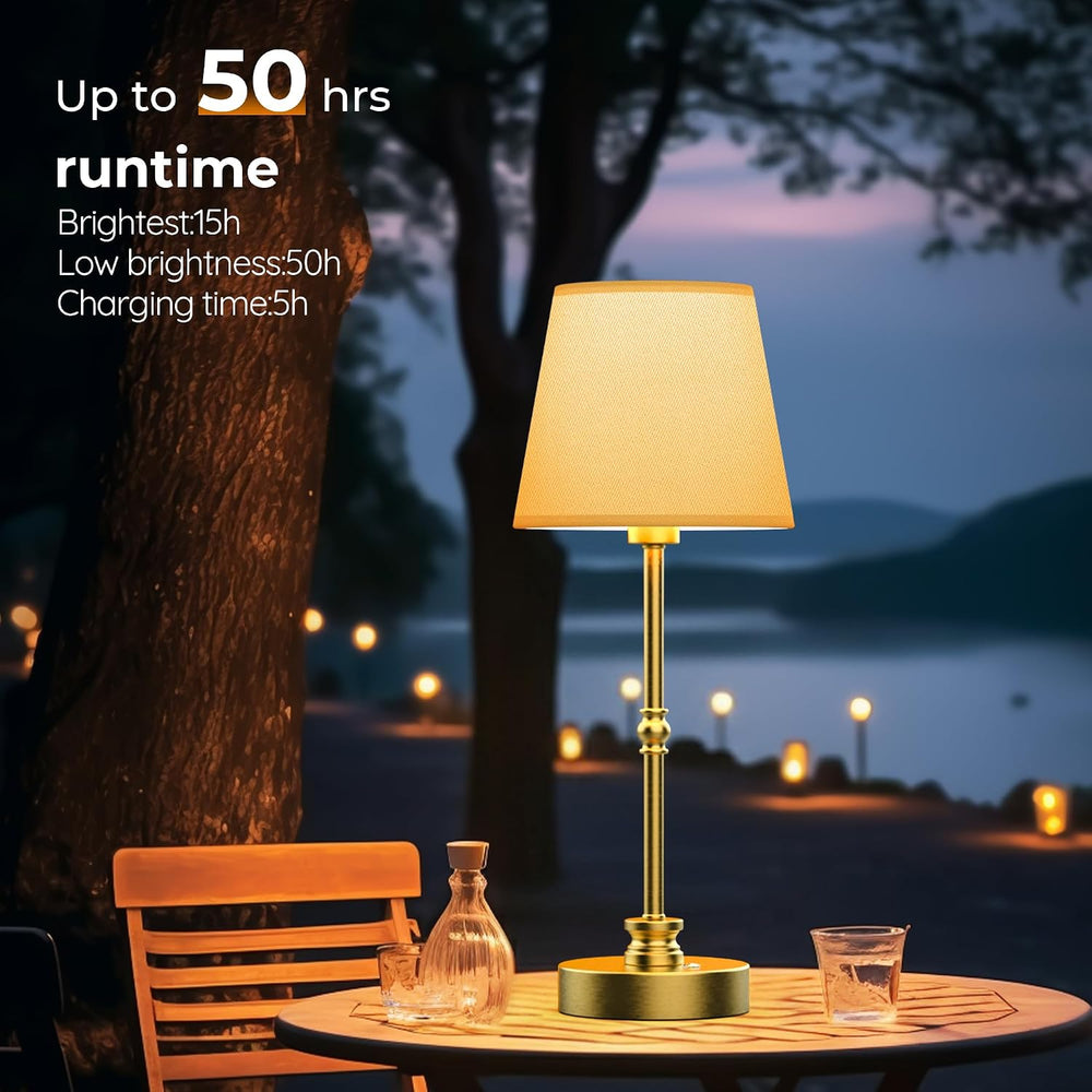 Cordless Rechargeable Table Lamp, Gold, 2 Set
