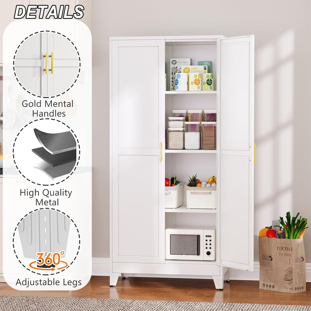 Winiowa Metal Pantry Cabinet with 2 Doors and Adjustable Shelves - 61" K...