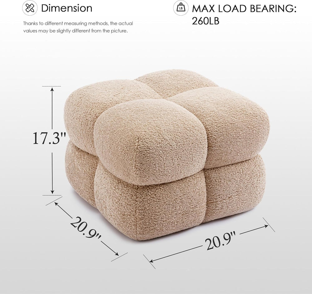 Zesthouse Square Pouf Ottomans Set of 2, Modern Vanity Chair for Bedroom | Sh...