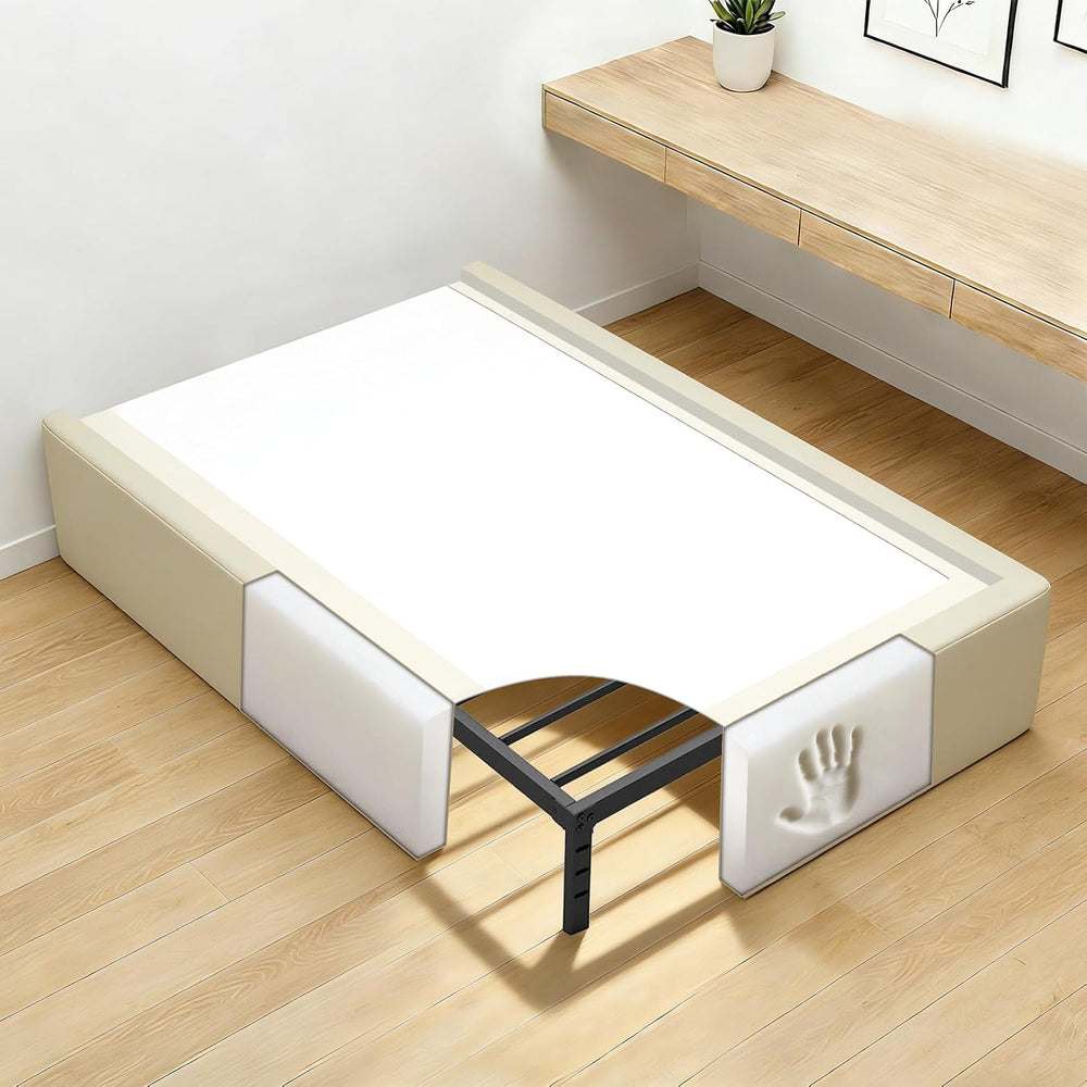Cloud Bed Frame Cover for Metal Bed Frames – Queen Size Upholstered Slipcover...
