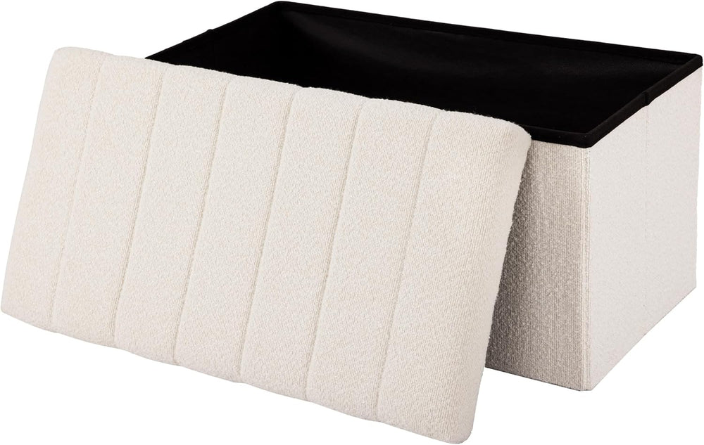 Seville Classics Cushioned Fabric Ottoman Hidden Storage Chest Footrest Chair...