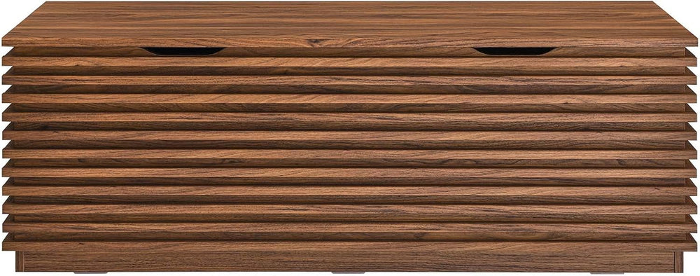 Modway Render 47" Wood Grain Storage Bench in Walnut
