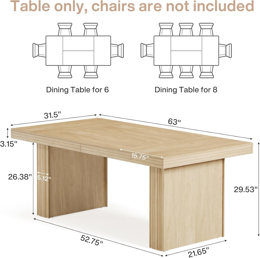 Tribesigns 63 Inches Farmhouse Dining Table for 6, Modern Kitchen Table with ...