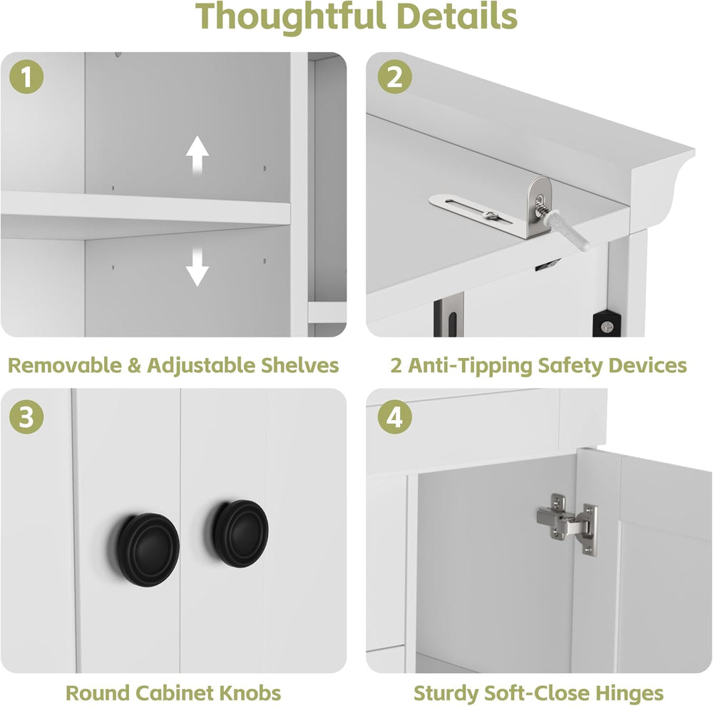 70.9" Tall Kitchen Pantry Cabinet with 4 Doors 3 Drawers 6 Wine Racks &a...