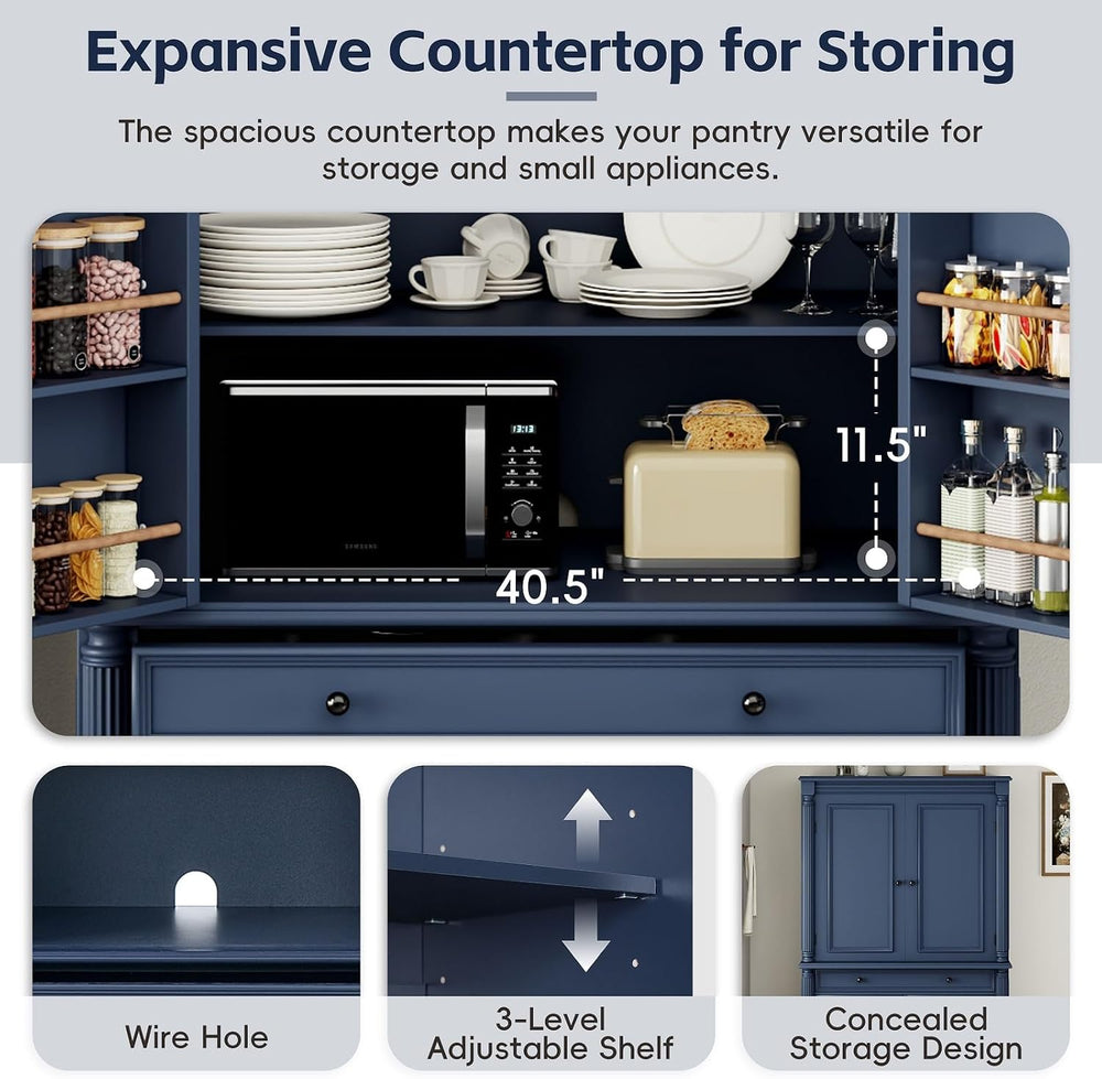 Spaco 77.3" Tall Kitchen Pantry Cabinet,Modern Pantry Storage Cabine wit...