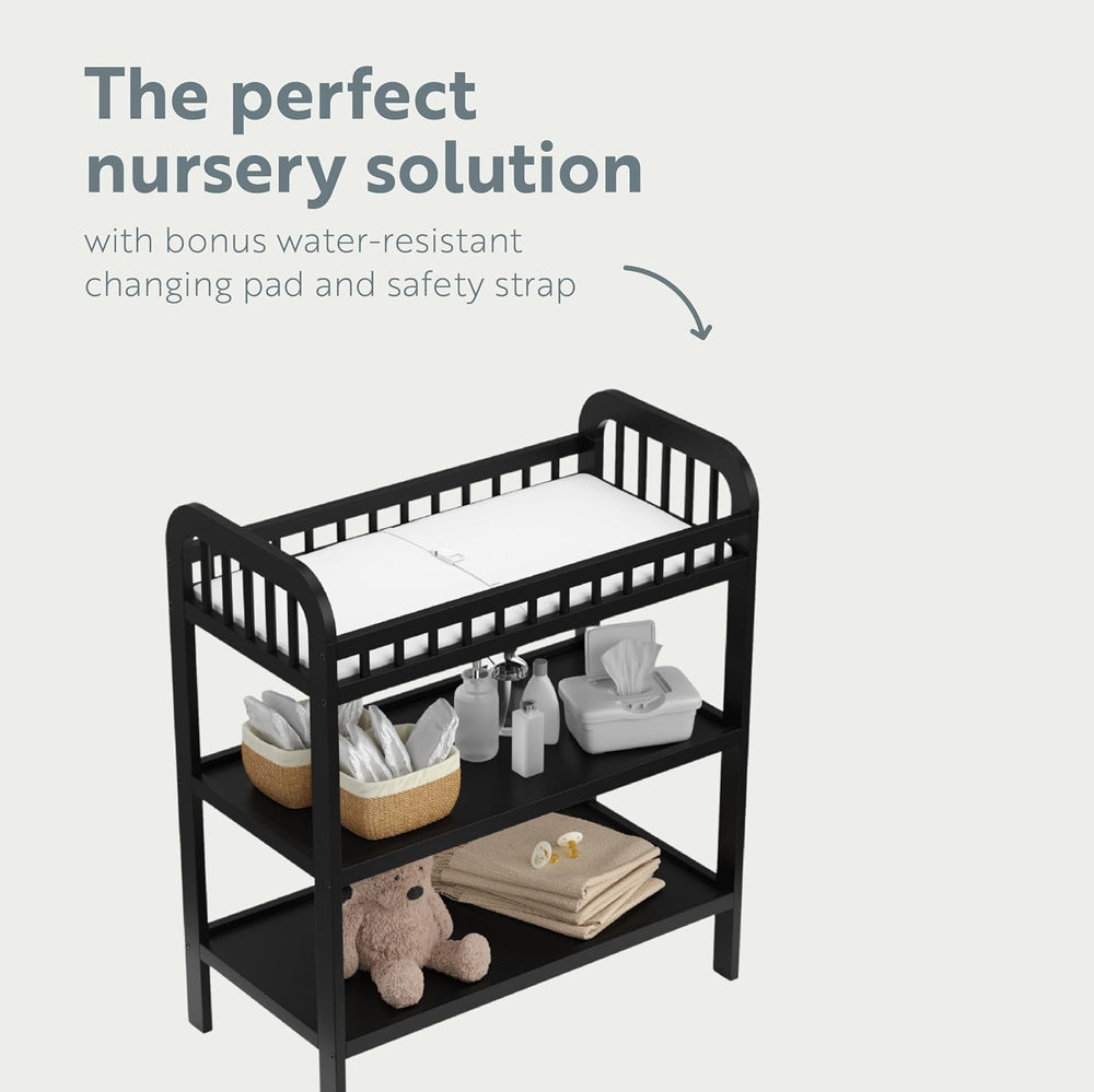 Storkcraft Pasadena Changing Table with Water-Resistant Changing Pad, Black