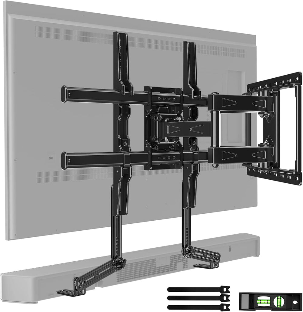 HOME VISION Full Motion TV Mount with Soundbar Bracket, 32-85" TVs, 132 ...