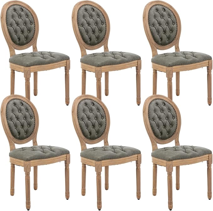 French Country Dining Chairs Set of 6,Farmhouse Upholstered Dining Room Chair...