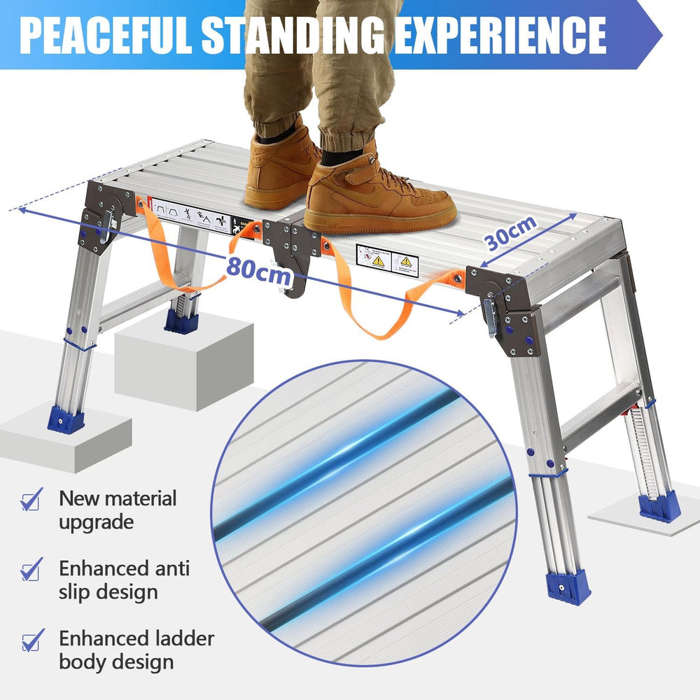 14-20” 26-Level Adjustable Aluminum Work Platform Bench Step Stool Ladder