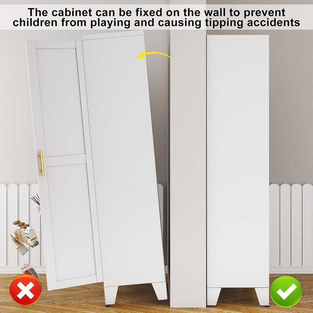 erosoei Metal Pantry Storage Cabinet, Kitchen Storage Cabinets with Adjustabl...