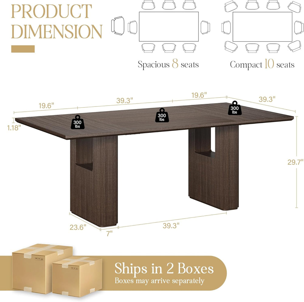 78.5 Inch Dining Table for 4-10 People, Long Large Kitchen Table with Wood St...