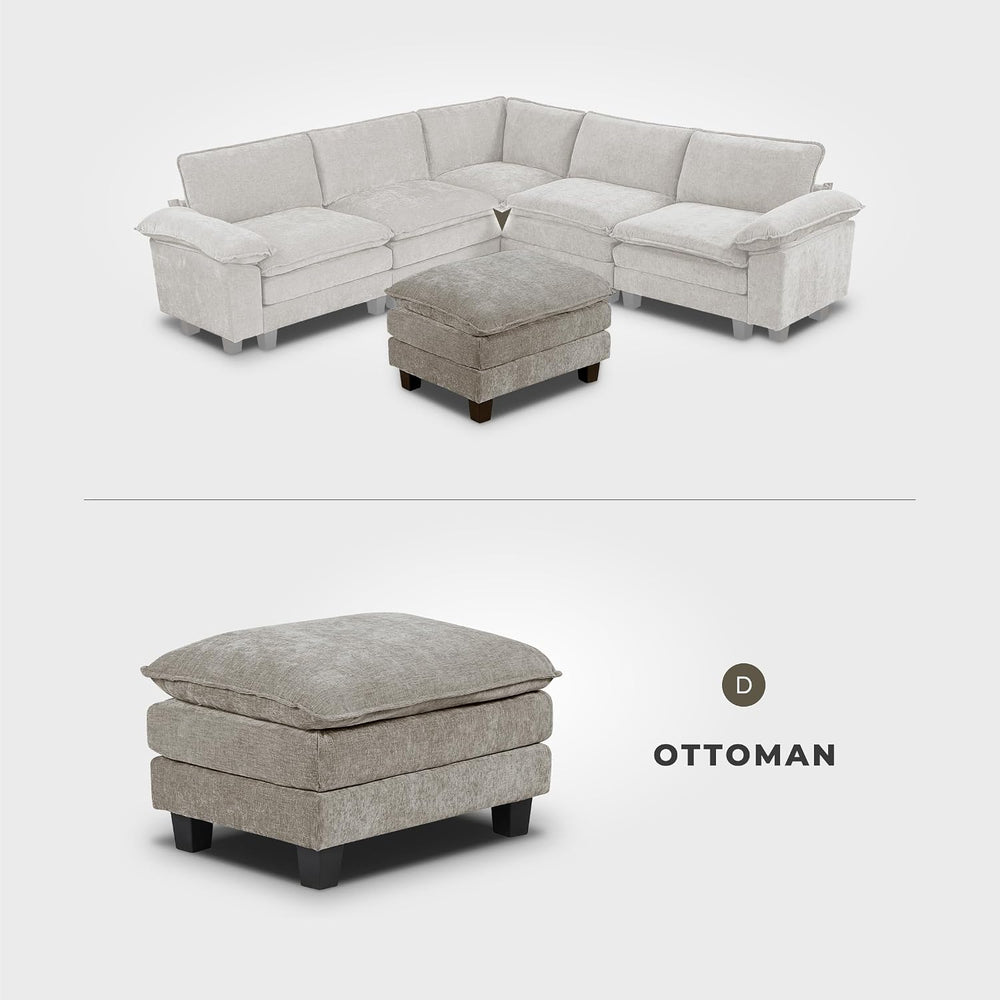 Lexicon Chenille Upholstered Rectangle Ottoman, Foot Stool, Black Faux Wood F...
