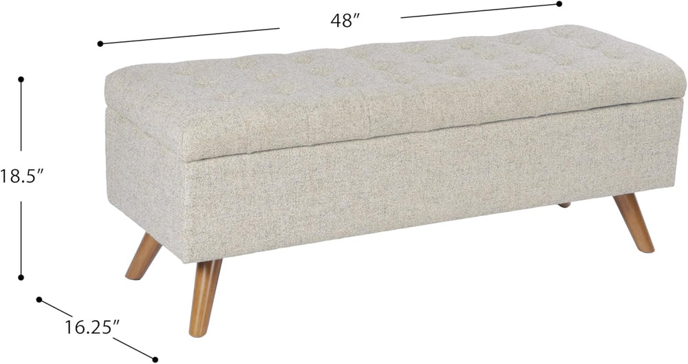 HomePop Modern Tufted Storage Bench - Textured Cream Fabric