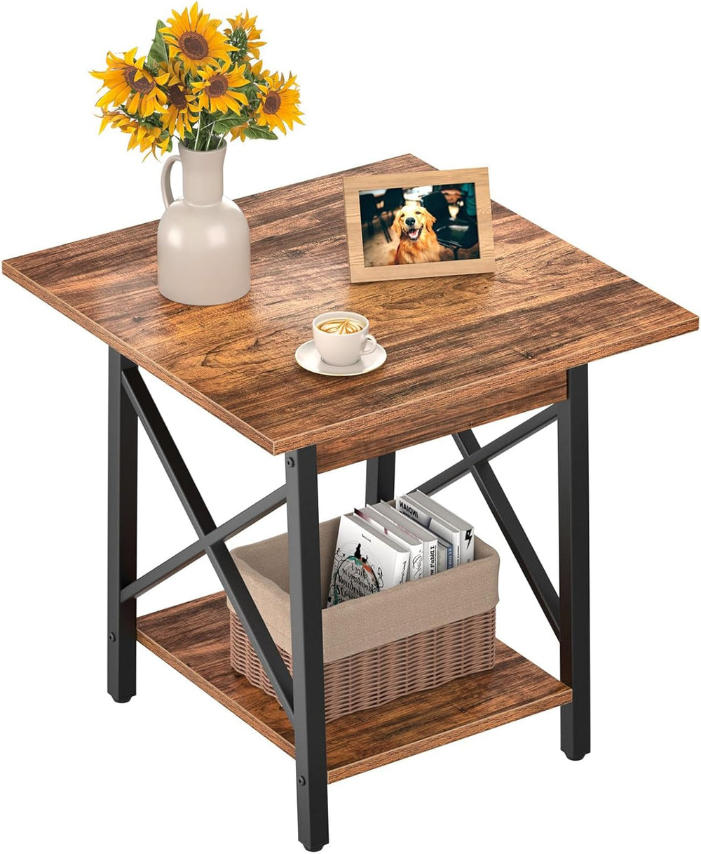 GreenForest Square End Table for Living Room, 20 Inch Large Side Table with X...