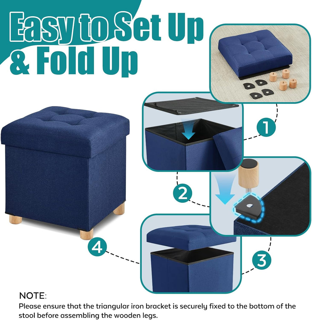 BRIAN & DANY Ottoman with Storage, Square Storage Ottoman for Dorm, Linen...