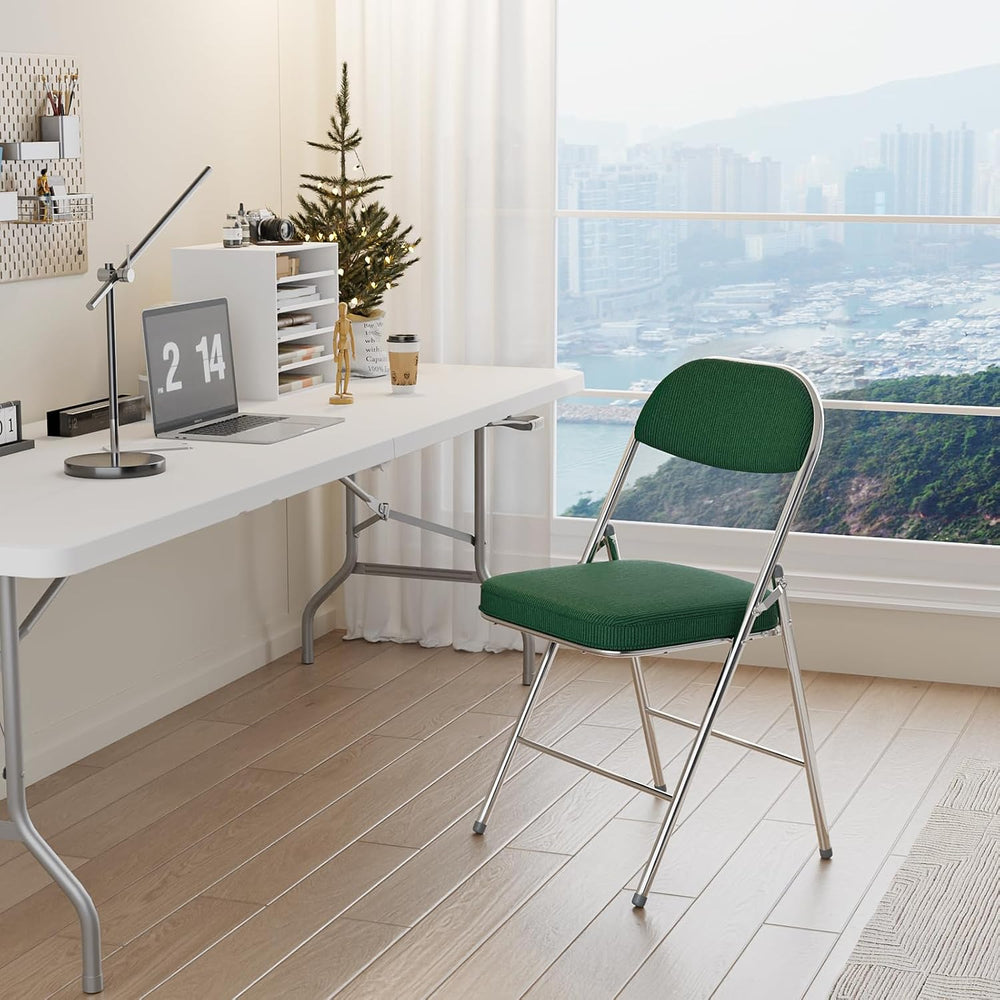 VINGLI Folding Chairs with Padded Seat & Backrest, Metal Frame, Durable C...