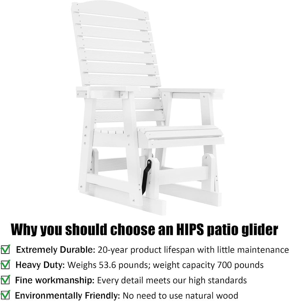 Poly Lumber Patio Glider with Cup Holders, High Backrest and Deep Contoured S...