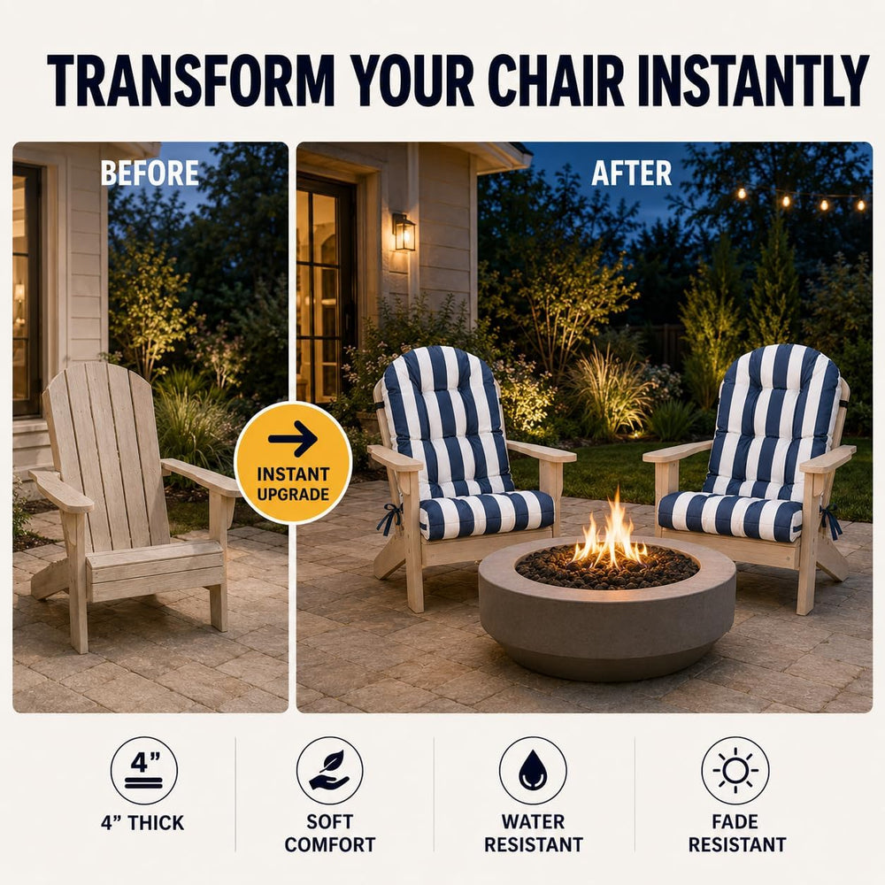 Adirondack Chair Cushions Set of 2, Outdoor Patio Chair Cushions, 48x19“