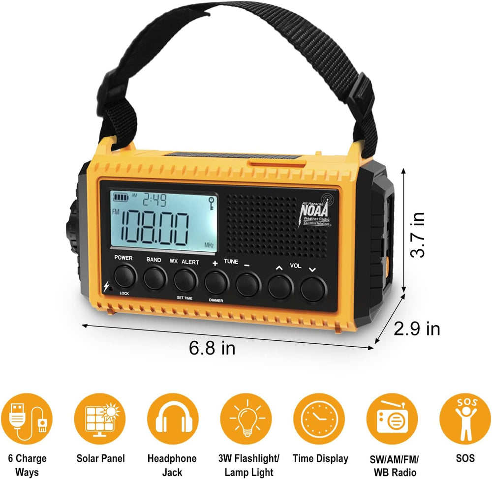 Raynic Emergency Radio, 5000mAh/18500mWh Weather Radio, Solar Hand Crank Radi...