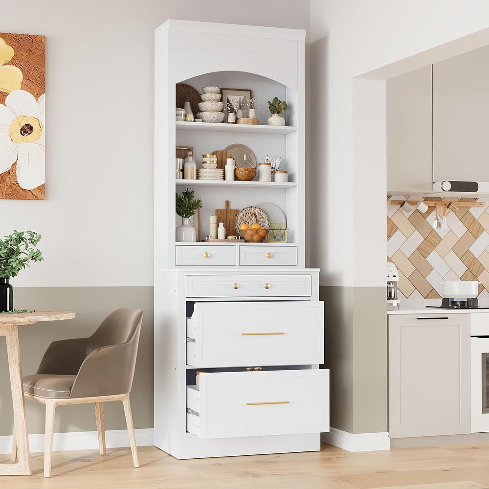 83.7inch High Modern Utility Kitchen Pantry, Freestanding Tall Kitchen Hutch ...