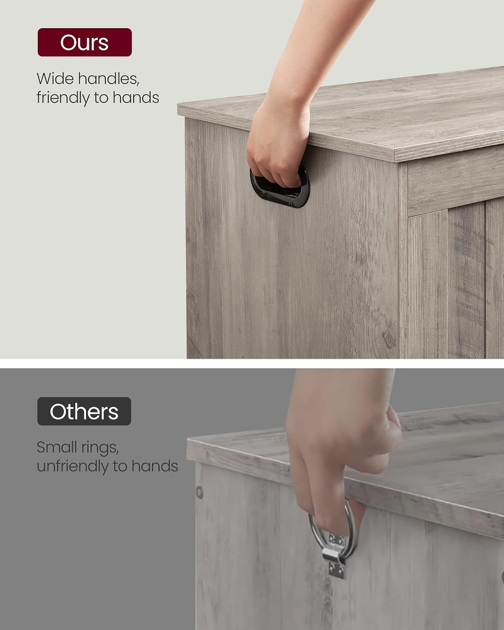 VASAGLE Storage Chest, 29.9 Inches Width Bench with 2 Safety Hinges | Shoe Be...