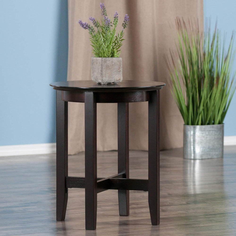 HomeStock Boldly Bohemian End Table - Artistic Design with Rich Espresso Fini...