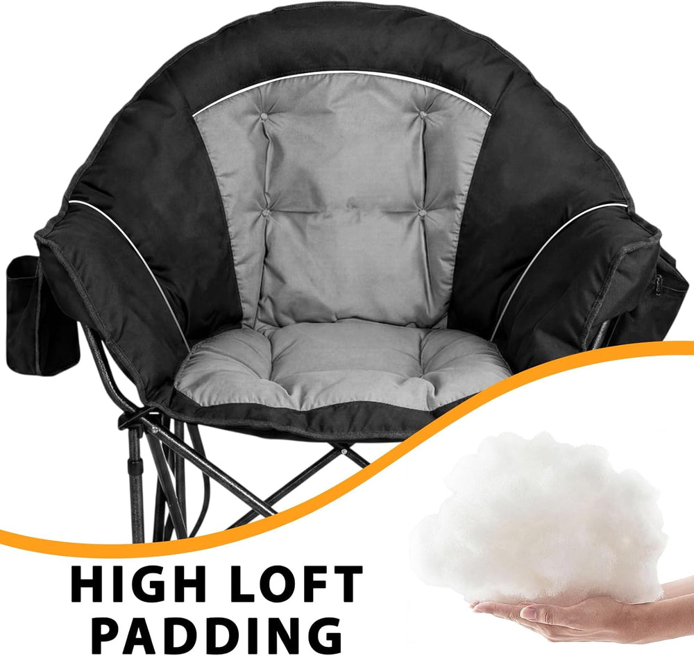 Romswi 2Pcs Oversized XL Padded Camping Chair for Adults, 500lbs Support Heav...