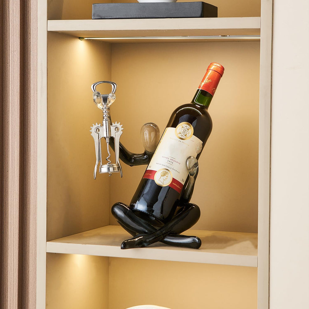 Thinker Statue Wine Rack, Gray Modern Rack for Kitchen Table Decor | Modern G...